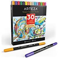 Arteza Rotuladores para tela | Juego de 30 colores | Marcadores permanentes de doble punta para colorear ropa vaquera…